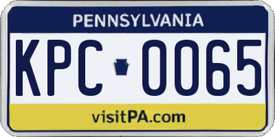 PA license plate KPC0065
