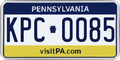 PA license plate KPC0085
