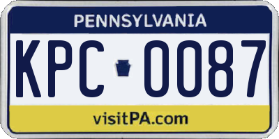 PA license plate KPC0087
