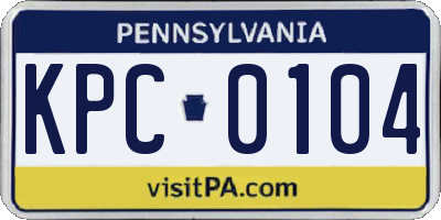 PA license plate KPC0104