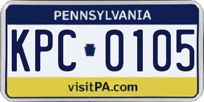 PA license plate KPC0105