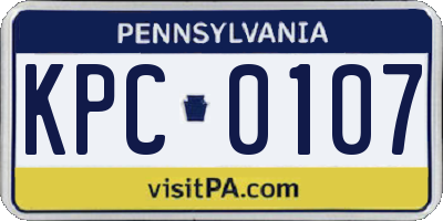 PA license plate KPC0107