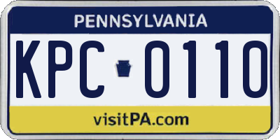 PA license plate KPC0110