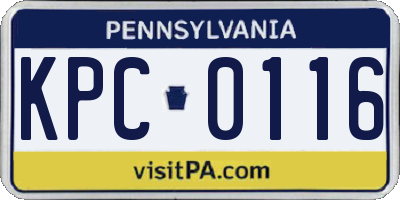PA license plate KPC0116
