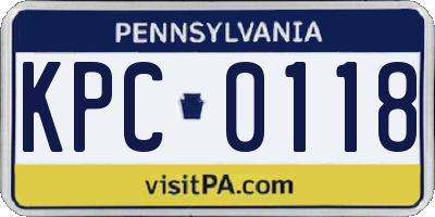 PA license plate KPC0118