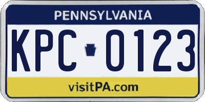 PA license plate KPC0123