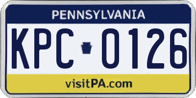 PA license plate KPC0126