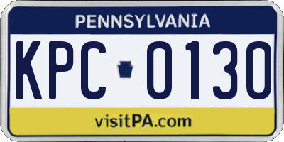PA license plate KPC0130