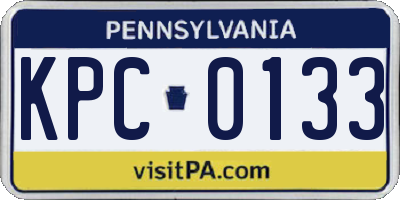 PA license plate KPC0133