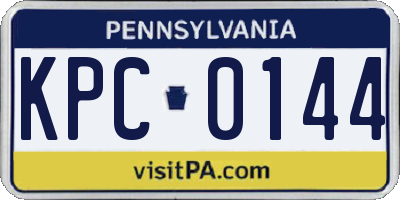 PA license plate KPC0144