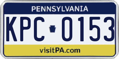 PA license plate KPC0153