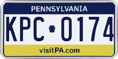 PA license plate KPC0174