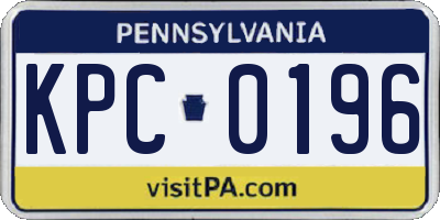 PA license plate KPC0196