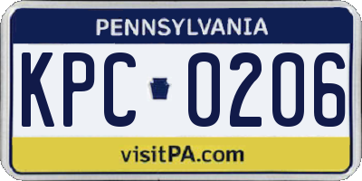 PA license plate KPC0206