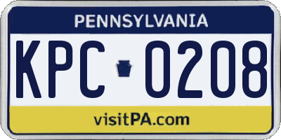 PA license plate KPC0208