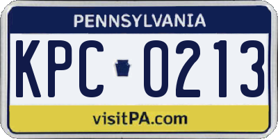 PA license plate KPC0213