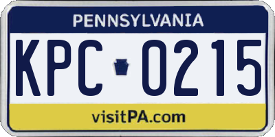 PA license plate KPC0215