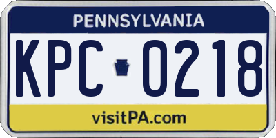 PA license plate KPC0218