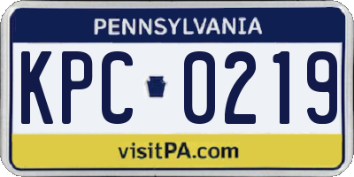 PA license plate KPC0219
