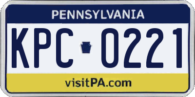 PA license plate KPC0221