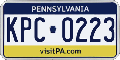 PA license plate KPC0223