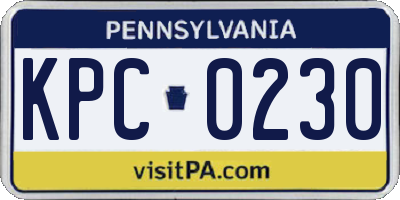 PA license plate KPC0230