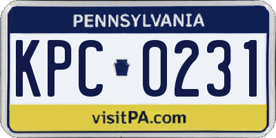 PA license plate KPC0231
