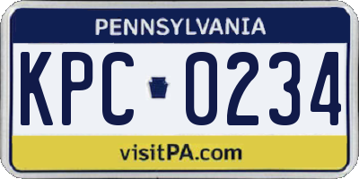 PA license plate KPC0234