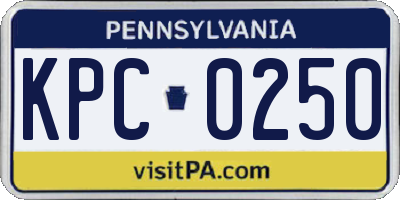 PA license plate KPC0250