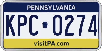 PA license plate KPC0274