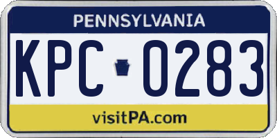 PA license plate KPC0283