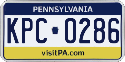 PA license plate KPC0286