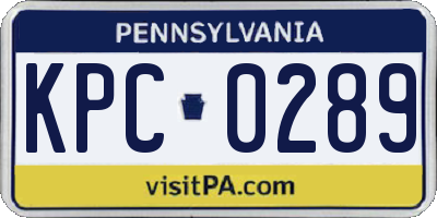 PA license plate KPC0289