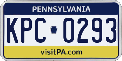 PA license plate KPC0293