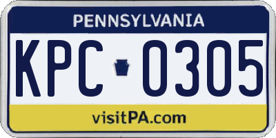 PA license plate KPC0305