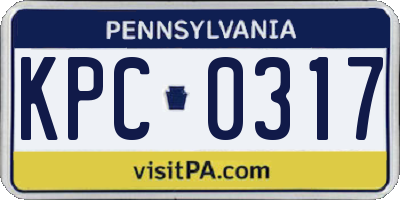 PA license plate KPC0317