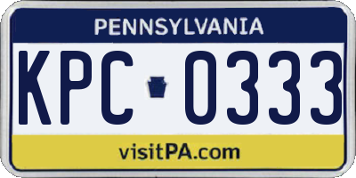 PA license plate KPC0333