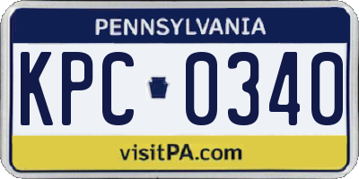 PA license plate KPC0340