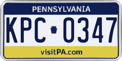 PA license plate KPC0347