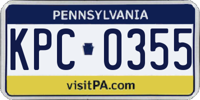 PA license plate KPC0355