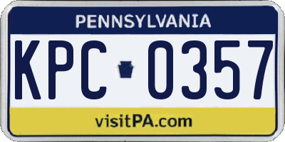 PA license plate KPC0357