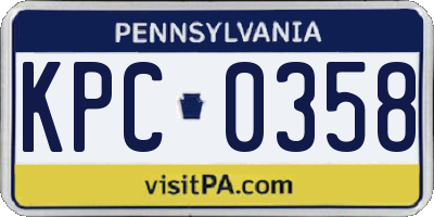 PA license plate KPC0358