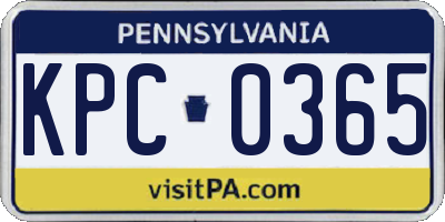 PA license plate KPC0365