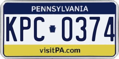 PA license plate KPC0374