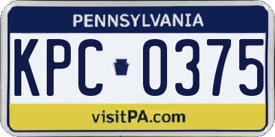 PA license plate KPC0375
