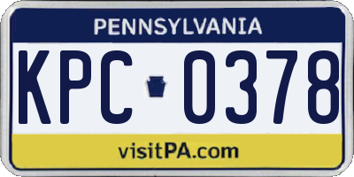 PA license plate KPC0378