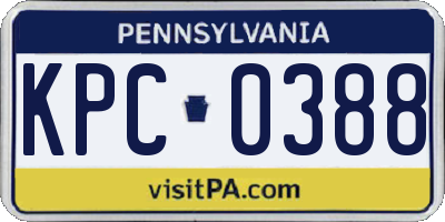PA license plate KPC0388