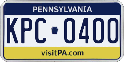 PA license plate KPC0400