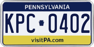 PA license plate KPC0402