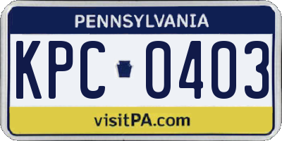 PA license plate KPC0403
